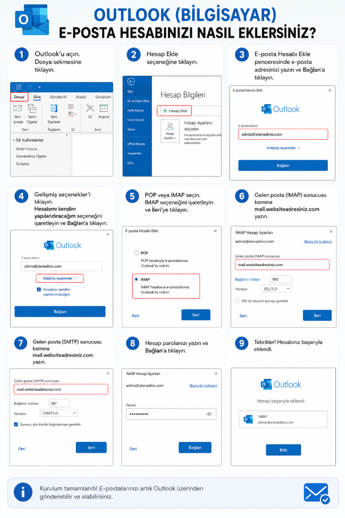 Outlook Bilgisayar E-Posta Hesabınızı Nasıl Eklersiniz Resimli Anlatım